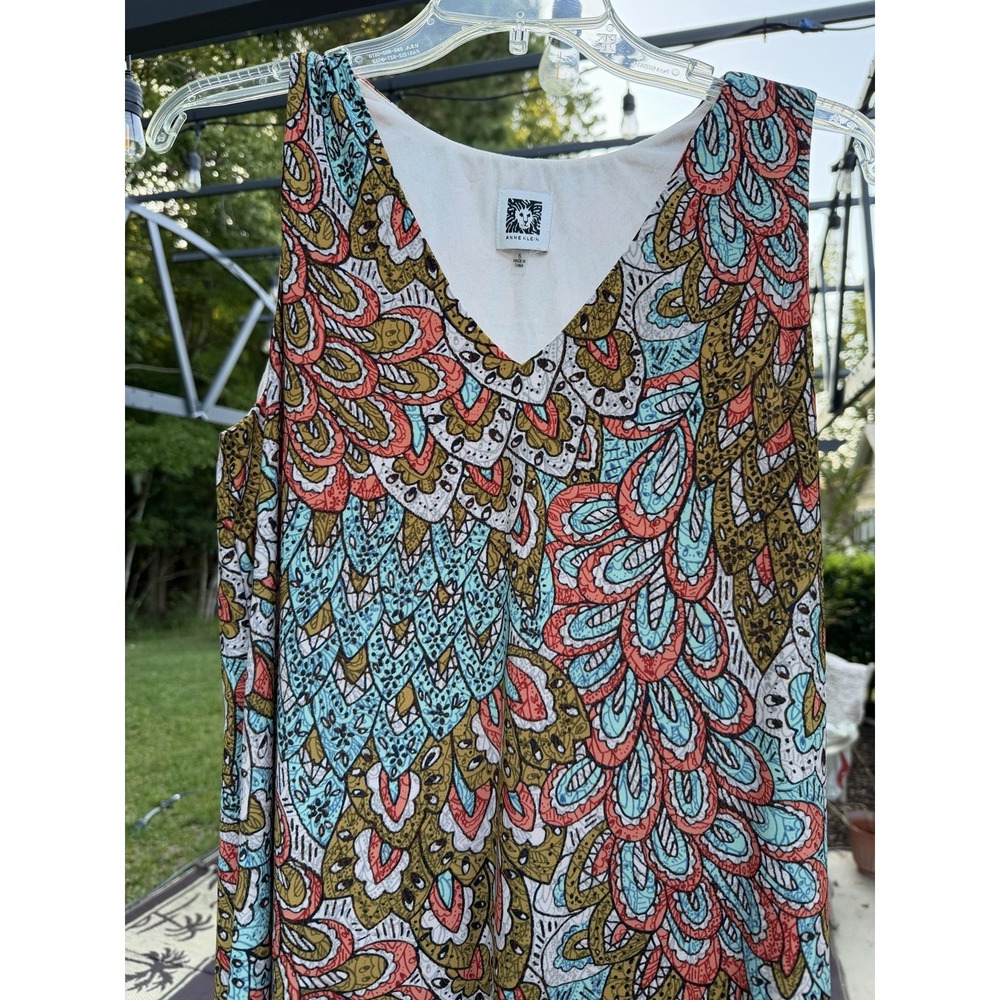 Anne Klein Women's Size 6 Sleeveless Dress Multicolor Paisley V Neck. 5340